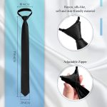 4 Pieces Zipper Ties for Men Adjustable Men's Pretied Neckties Zip on Tie for Men Zipper Skinny Necktie Clip on Slim Tie - Image 5